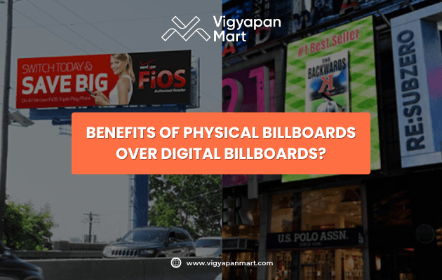 An image comparing physical and digital billboards, with a focus on their benefits, featuring colorful advertisements and text questions.