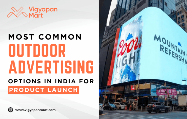 A vibrant outdoor advertisement in an urban setting promoting product launches in India, featuring Coors Light and Mountain Refreshment.