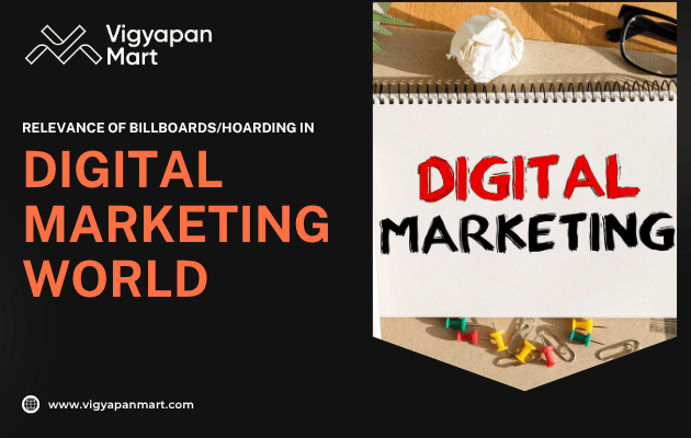 A bustling urban scene showcasing vibrant outdoor advertising, with people engaging around illuminated billboards in a lively atmosphere.