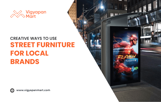 Street furniture advertising at a city bus stop featuring a digital billboard with promotional poster for TV show 'The Flash,' highlighting creative ways local brands can use outdoor ads, shared by Vigyapan Mart.