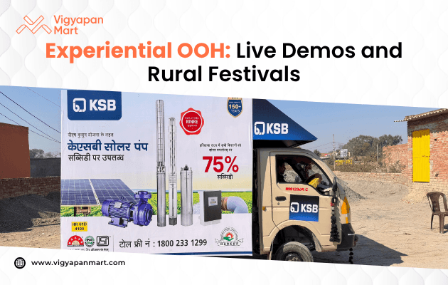 Live demonstration at a rural festival showcasing experiential Out-of-Home (OOH) advertising, featuring interactive installations and product trials that engage the local community, highlighting the effectiveness of immersive marketing strategies in rural settings.