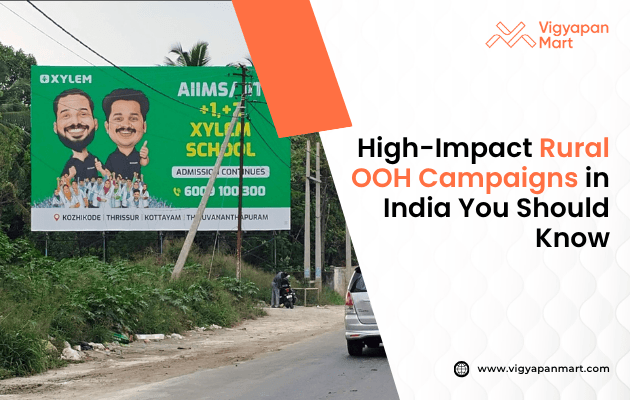 A compilation of impactful rural Out-of-Home (OOH) advertising campaigns in India, featuring vibrant billboards and innovative installations that highlight the effectiveness of localized and culturally resonant advertising strategies in reaching rural audiences. The image showcases various campaigns that have successfully engaged rural communities through creative and contextually relevant messaging.