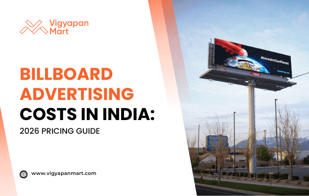 Billboard advertising costs guide cover image. Features a large roadside billboard against a clear sky, showing a vibrant, eco-themed advertisement.