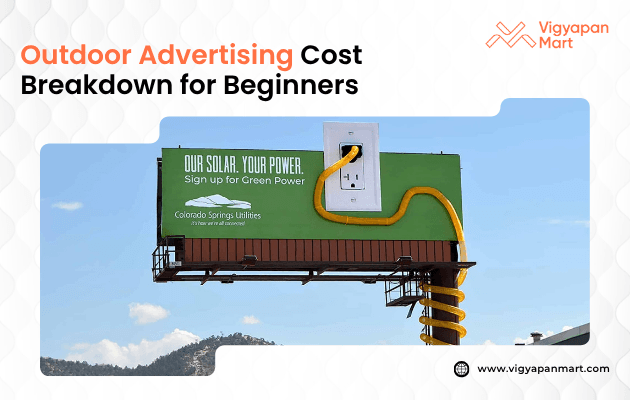 A billboard set against a blue sky promotes solar power with the text "Our Solar. Your Power." A giant plug connecting to a socket illustrates the flow of energy.