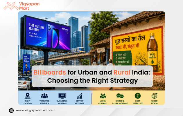 Urban and rural billboard advertising types compared across India
