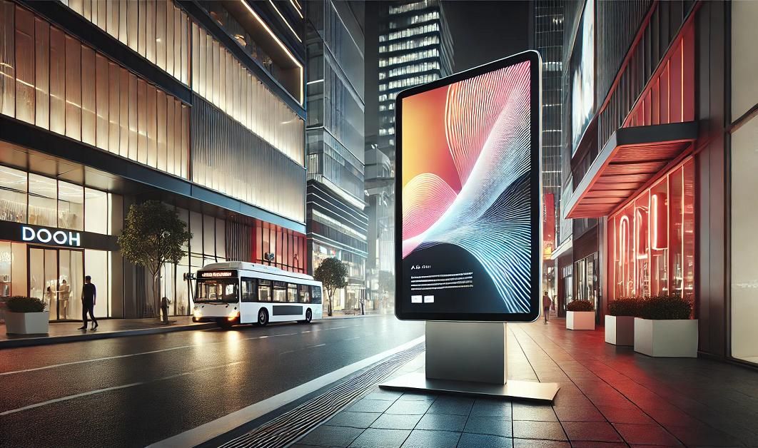AI-powered digital billboard advertising in India showing audience analytics, location data, QR code tracking, and real-time campaign measurement on a busy urban highway