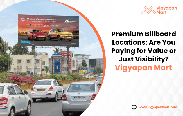 Premium billboard advertising at a busy urban road, highlighting the value of high-visibility advertising locations.