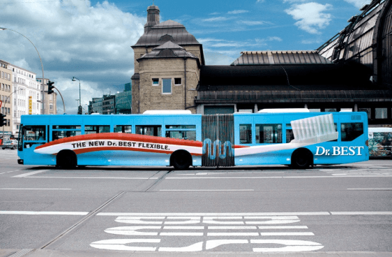 Bus advertising design India - creative transit advertisement on moving bus | Vigyapan Mart