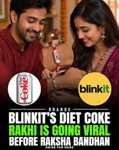 Diet Coke can styled as a Rakhi, a viral quick-commerce marketing campaign in India
