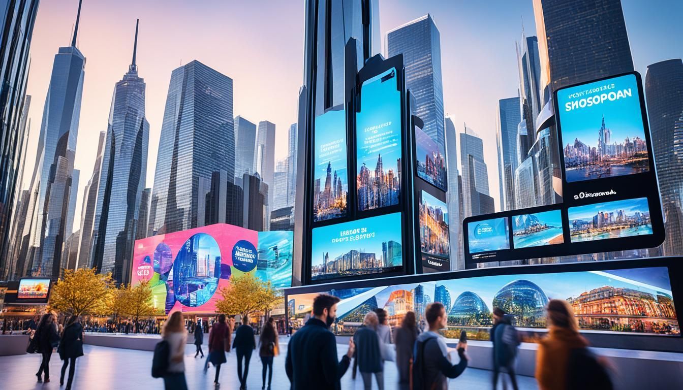AI-powered digital billboard advertising in India showing audience analytics, location data, QR code tracking, and real-time campaign measurement on a busy urban highway