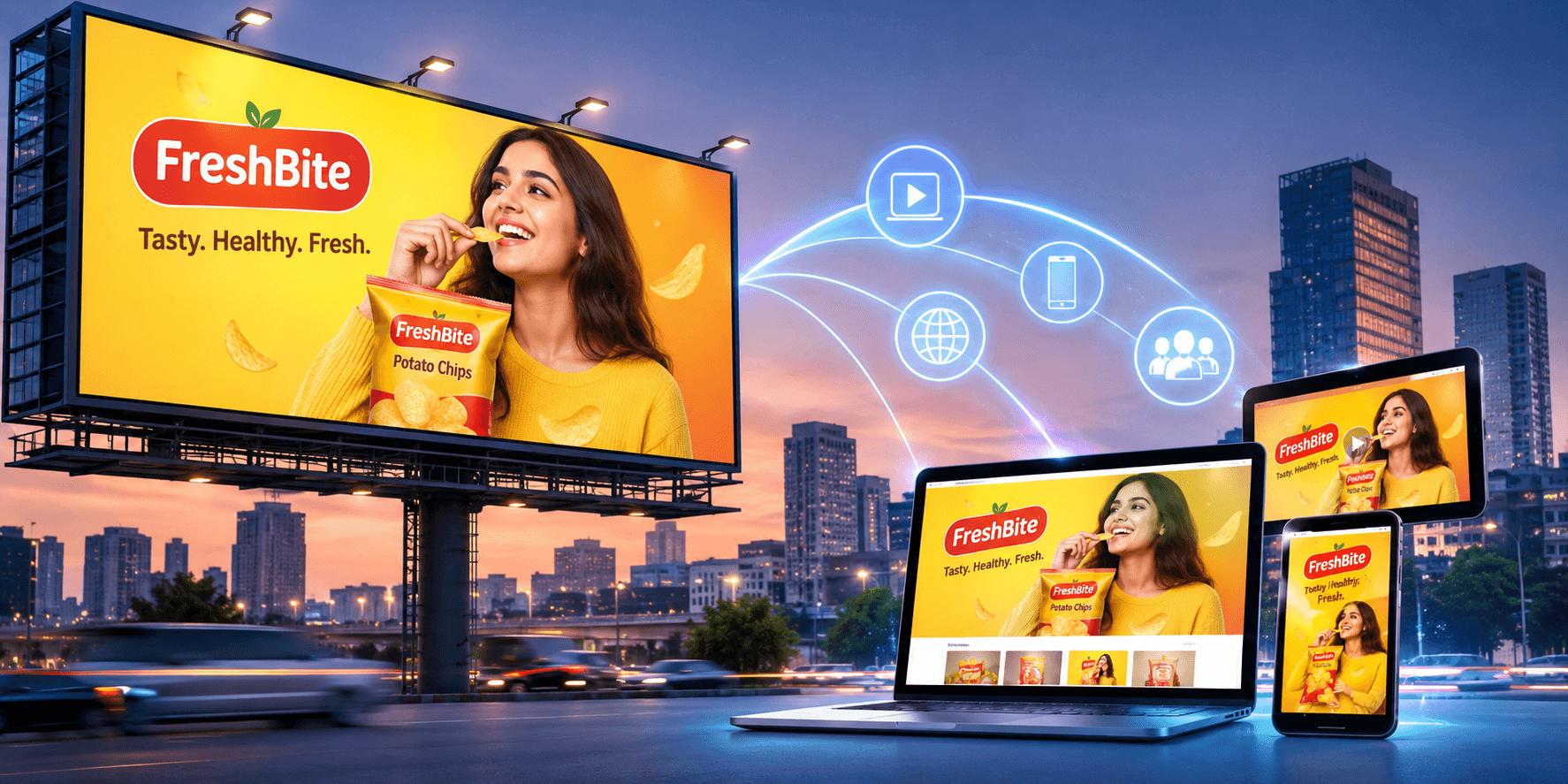 High-performance billboard advertising campaign in 2026 with digital OOH display