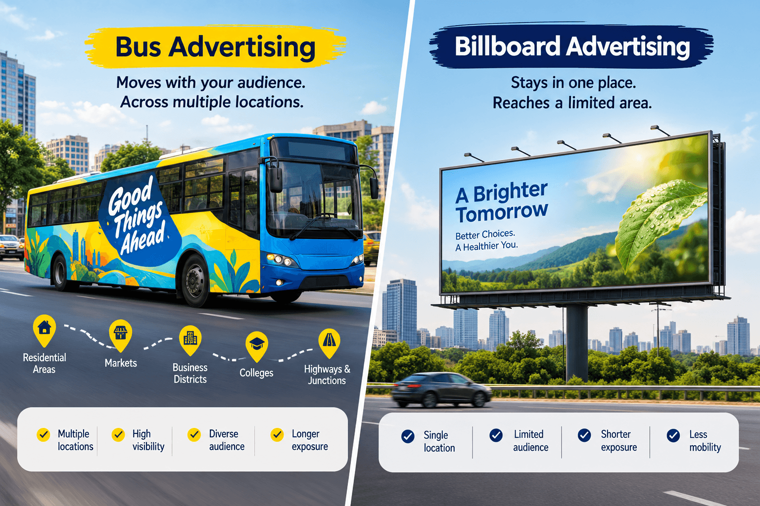 Bus advertising design India - creative transit advertisement on moving bus | Vigyapan Mart