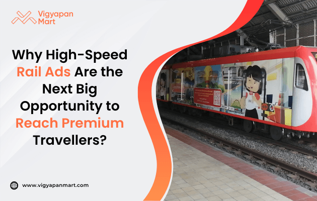 High-speed rail advertising campaign inside a modern train station