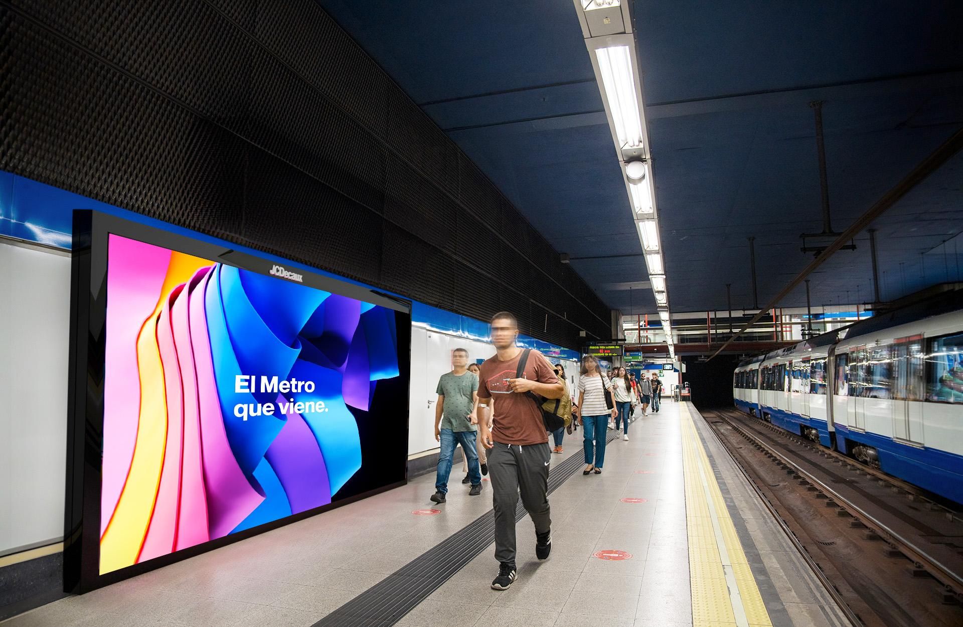 AI-powered digital metro advertising in India showing DOOH screens, commuter data tracking, and outdoor advertising campaigns across Delhi metro stations