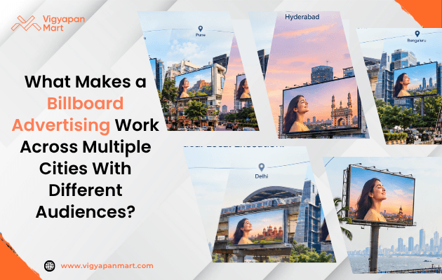 Multi-city billboard campaign across Mumbai, Delhi and Bengaluru with localised creatives | Vigyapan Mart