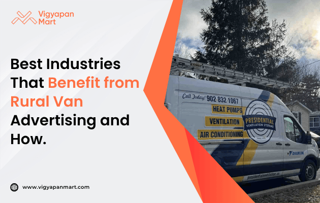 Rural van transit advertising campaign showing industries benefiting from village marketing in India