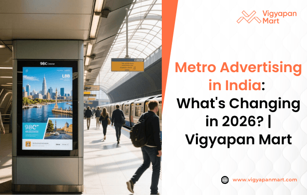 AI-powered digital metro advertising in India showing DOOH screens, commuter data tracking, and outdoor advertising campaigns across Delhi metro stations